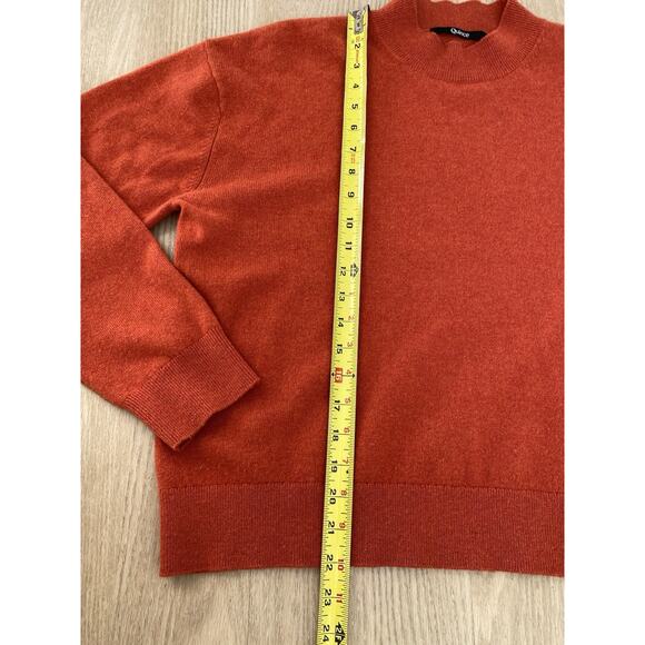 Quince 100% Mongolian Cashmere Sweater L Orange Mock Neck Cropped Boxy Preppy - Picture 8 of 8